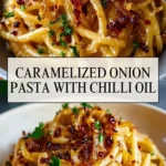 Caramelized Onion Pasta with Chilli Oil - Pin 1