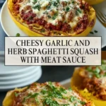 Cheesy Garlic and Herb Spaghetti Squash with Meat Sauce - Pin 1
