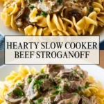 Hearty Slow Cooker Beef Stroganoff - Pin 1