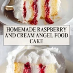 Homemade Raspberry And Cream Angel Food Cake - Pin 1