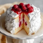 Homemade Raspberry and Cream Angel Food Cake
