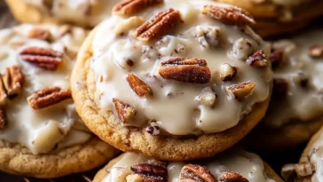 Frosted Butter Pecan Cookies