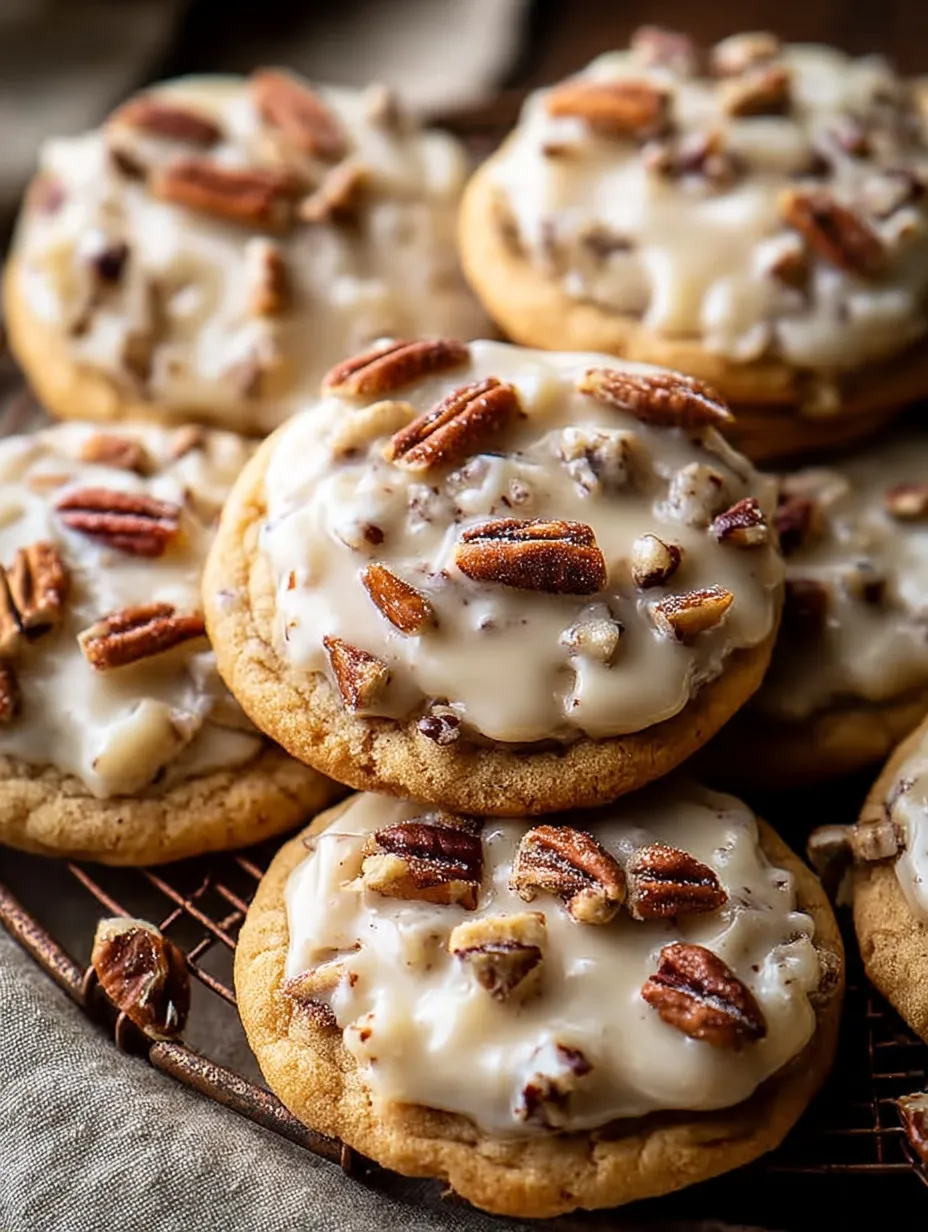 Frosted Butter Pecan Cookies