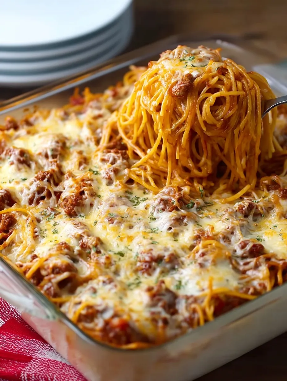 Baked Cream Cheese Spaghetti Casserole