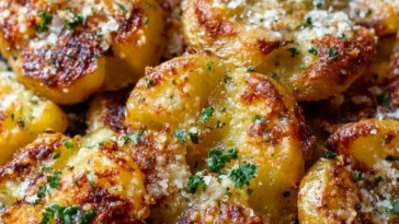 Crispy Garlic Butter Parmesan Smashed Potatoes