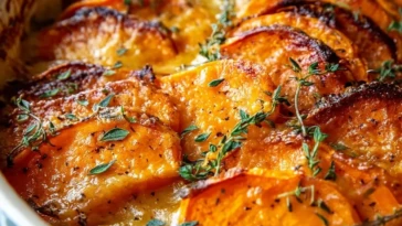Garlic Scalloped Sweet Potatoes