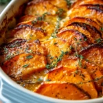 Garlic Scalloped Sweet Potatoes
