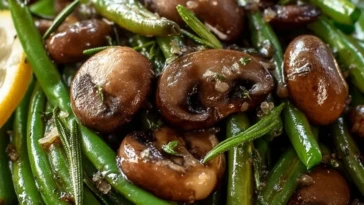 Garlic Butter Sautéed Green Beans and Mushrooms
