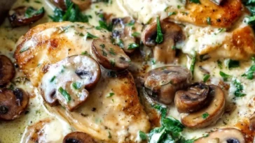 One-Pan Creamy Parmesan Garlic Mushroom Chicken