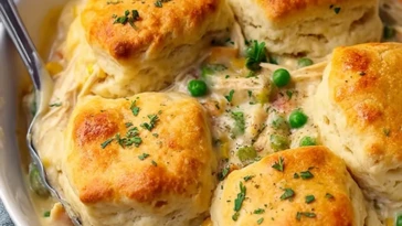 Simple Chicken Pot Pie with Biscuits