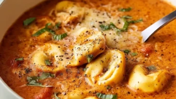 Cheesy Tomato Tortellini Soup