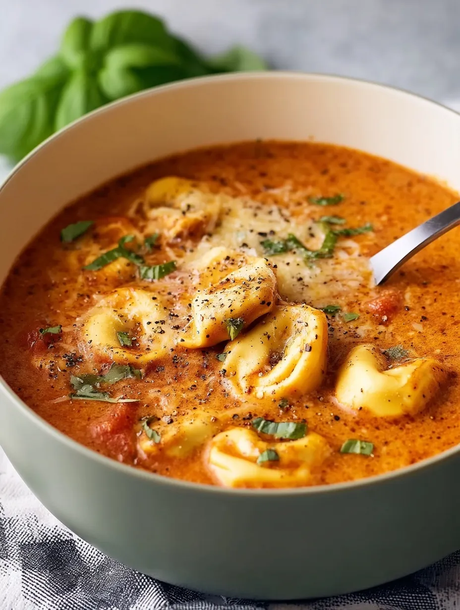 Cheesy Tomato Tortellini Soup