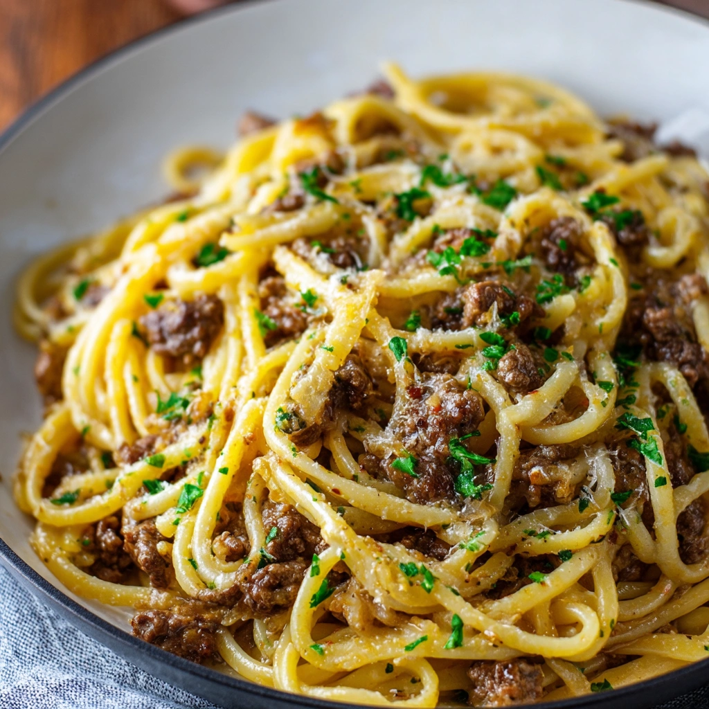 Garlic Butter Beef Pasta