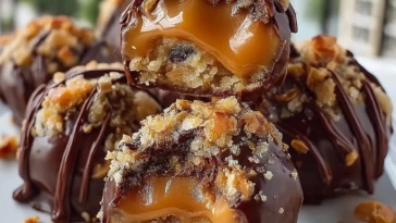 No Bake Caramel Crunch Butterfinger Truffles