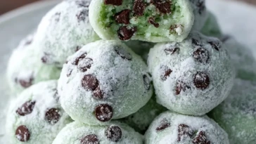 Easy Mint Chocolate Chip Snowball Cookies