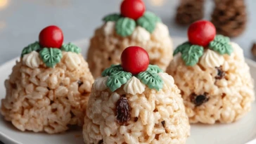 No-Bake Rice Krispie Christmas Puddings