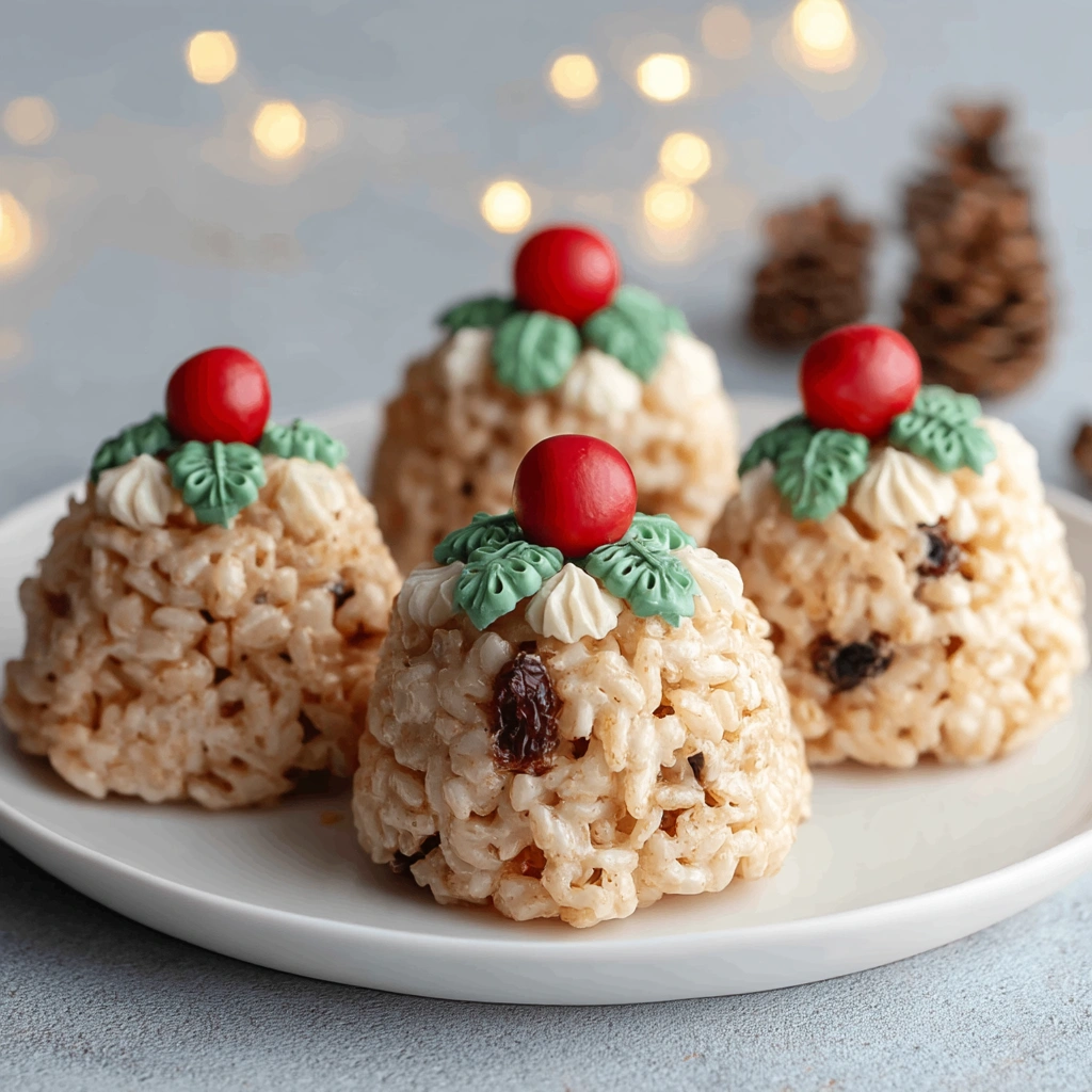 No-Bake Rice Krispie Christmas Puddings
