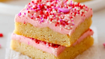 Valentine's Day Frosted Sugar Cookie Bars