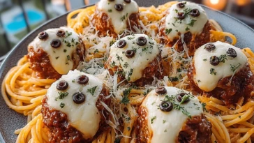 Spooky Spaghetti & Cheesy Monster Meatballs