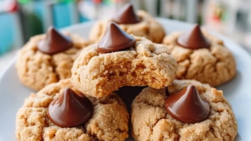 Soft Peanut Butter Cookies With Chocolate Kisses