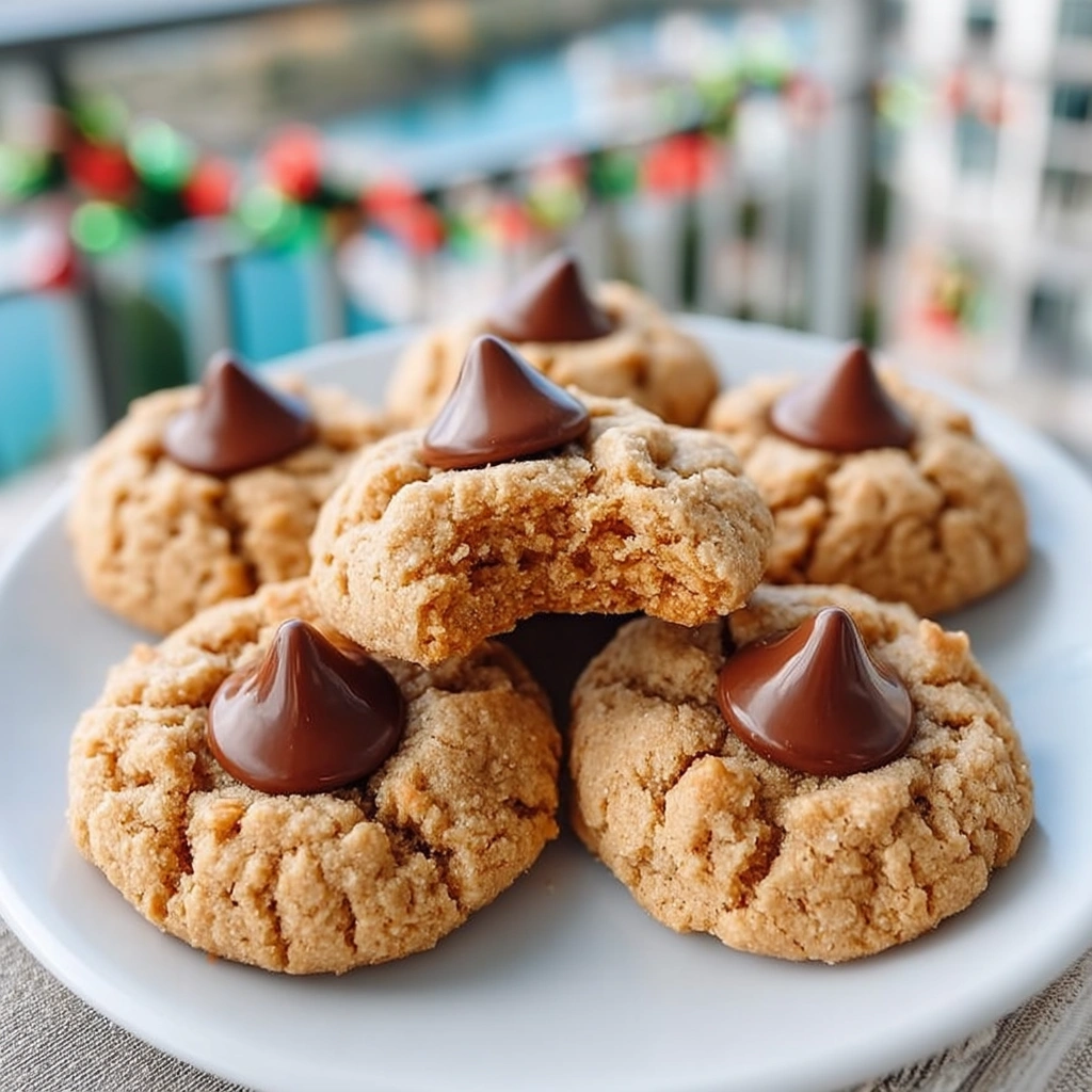 Soft Peanut Butter Cookies With Chocolate Kisses