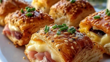 Christmas Ham and Cheese Puff Pastry Bites