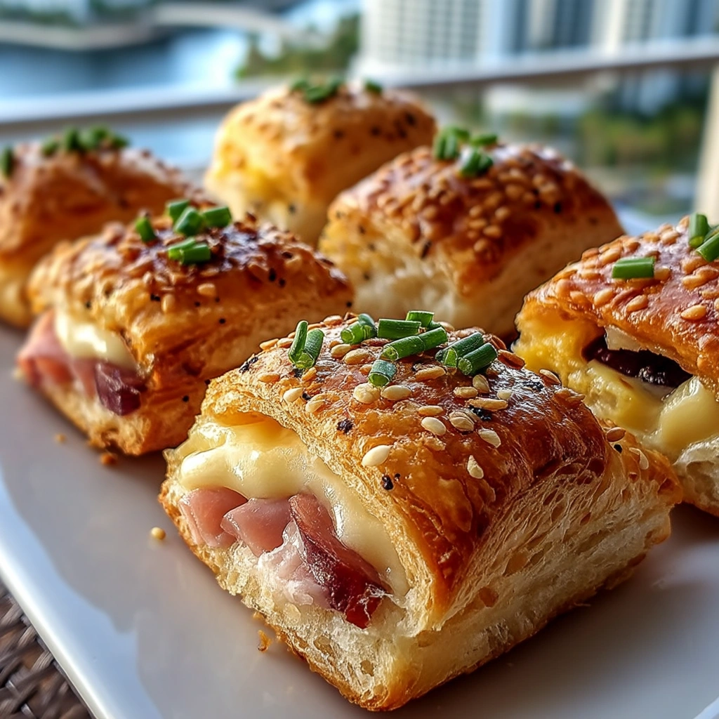 Christmas Ham and Cheese Puff Pastry Bites