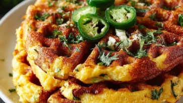 Spicy Cheddar Jalapeño Cornbread Waffles