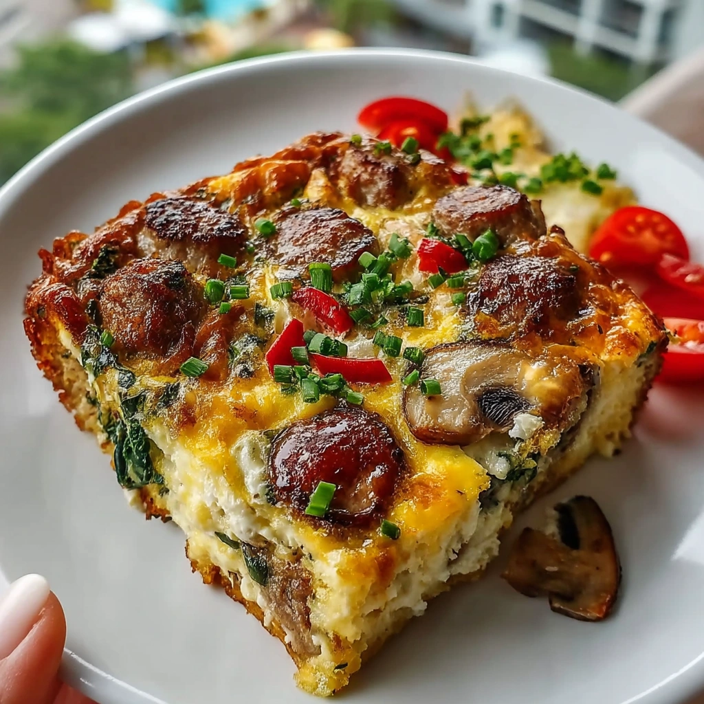 Hearty Sausage Spinach Mushroom Egg Bake