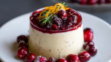 Eggnog Panna Cotta With Spiked Cranberry Sauce