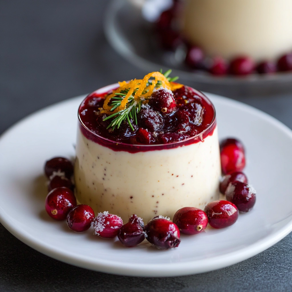 Eggnog Panna Cotta With Spiked Cranberry Sauce